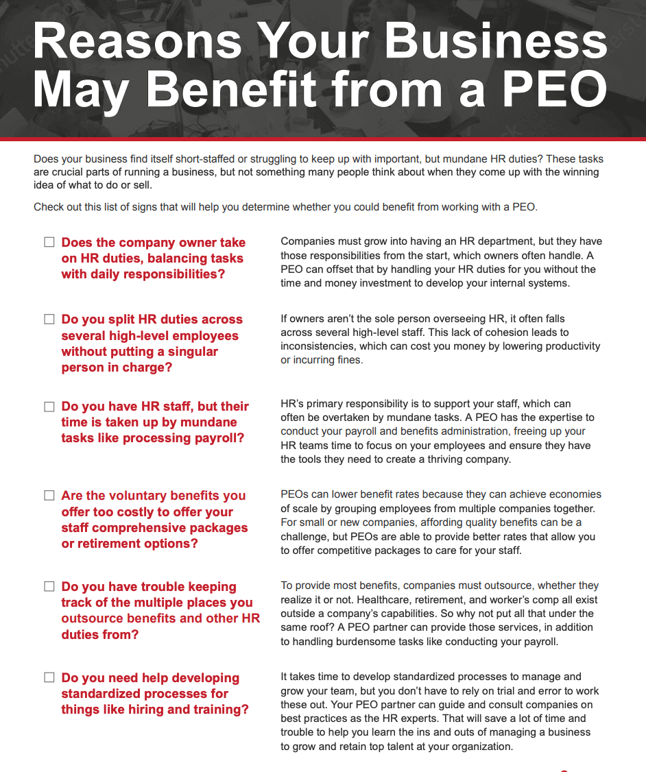 Reasons Your Business May Benefit from a PEO